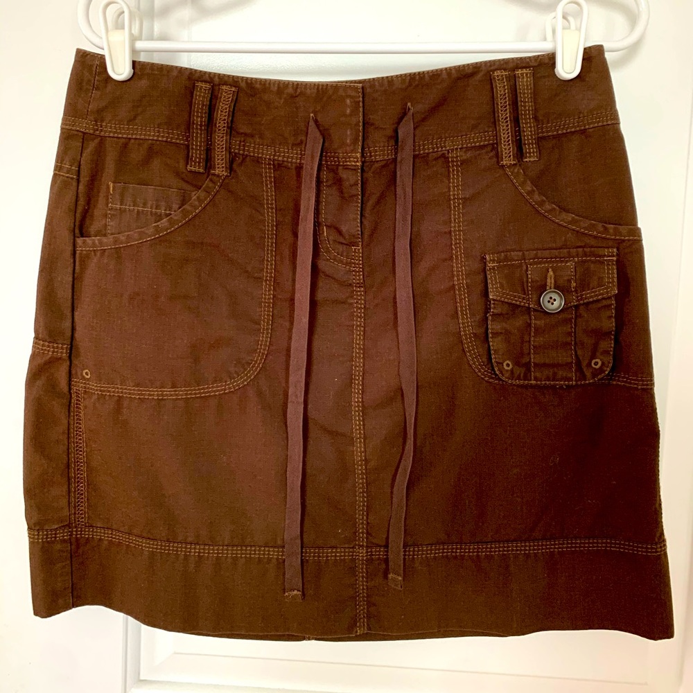 LOFT brown drawstring skirt